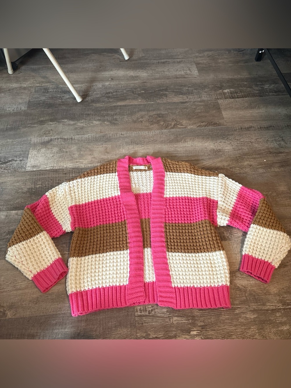 Uncharted Threads Cardigan Sweater in Pink, Cream & Brown